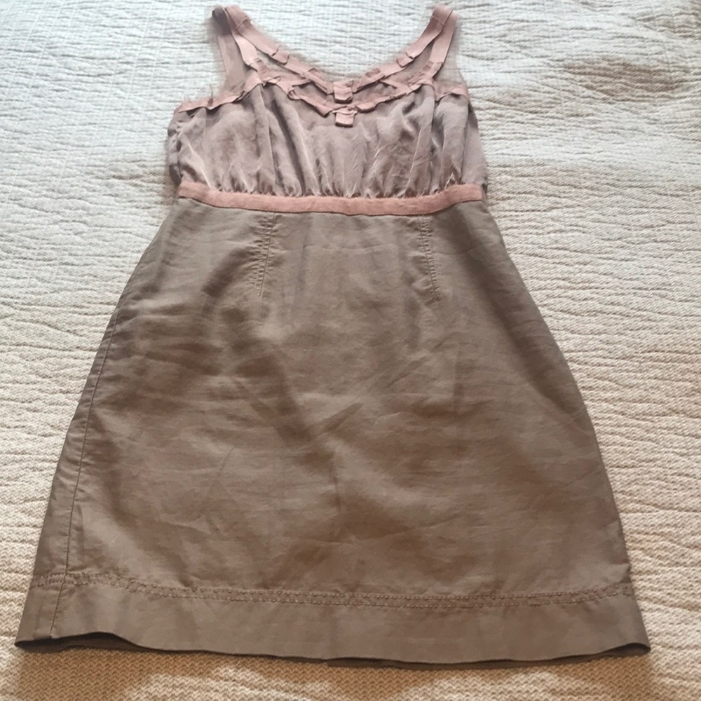 Ann Taylor Loft. Tan and mauve sz 2 dress.